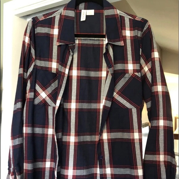 Sky & Sparrow Button Up Plaid Shirt. Womans Size Large - Picture 1 of 4
